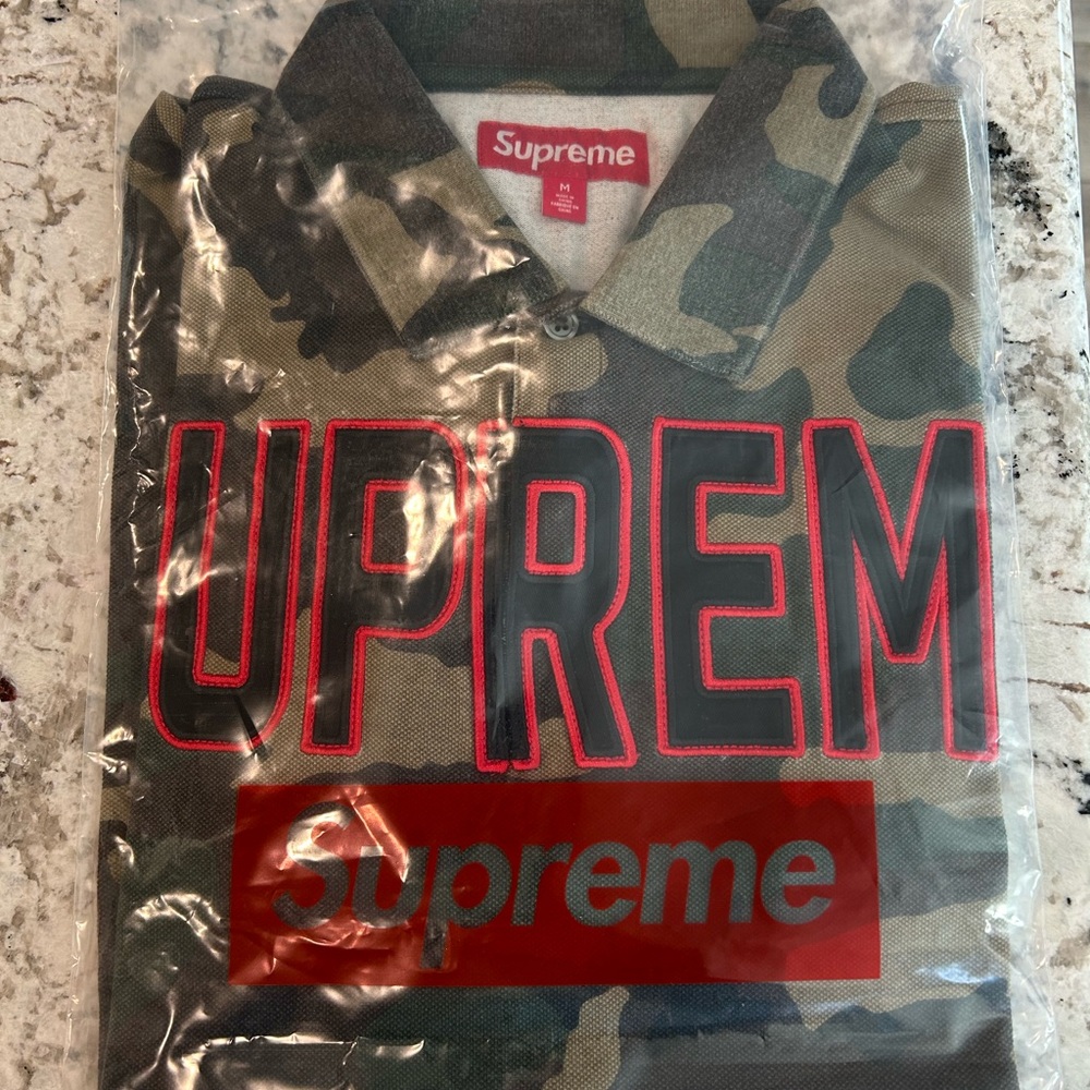 Supreme Camo Polo with Red Accents